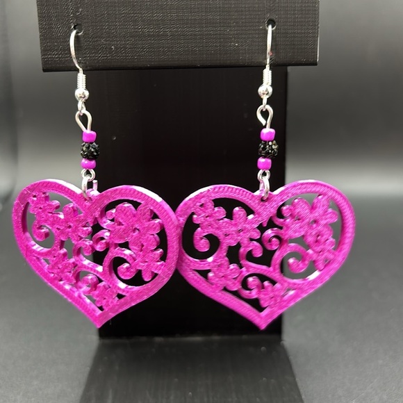 Heart Flower Earrings - Picture 3 of 6